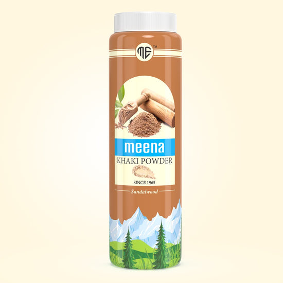 Meena  Khaki Powder -Sandalwood 100gm (Brightening & Beauty Face Talc) + Rose Water 100ml FREE