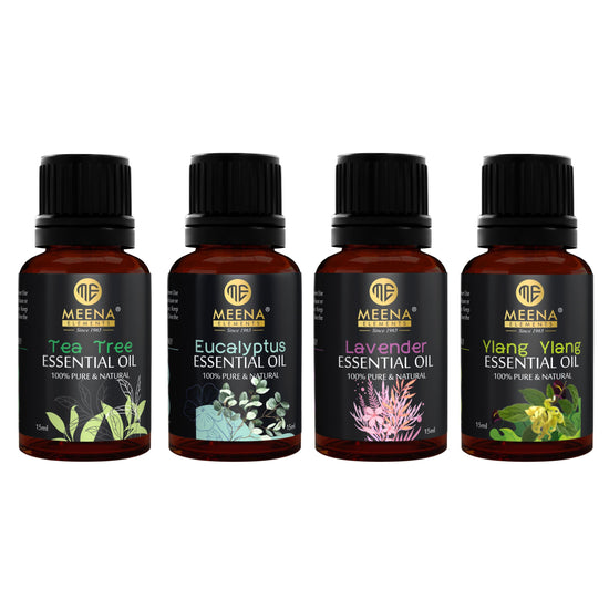 Tea Tree, Eucalyptus, Lavender, Ylang Ylang Essential Oil for Aromatherapy At Home Pack of 4