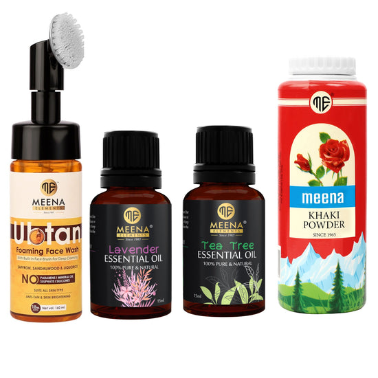 Ubtan Foam Face Wash, Lavender, Tea Tree, Khaki Powder - Brightening De-Tan pack